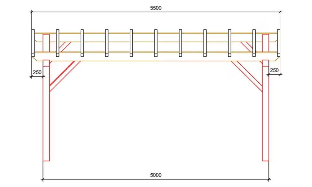 Carport 1 Fahrzeug Thionville 15 – 19,25m² nicht überdacht – Bild 2