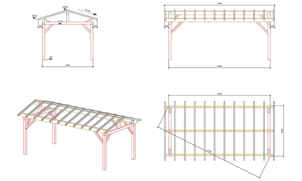 Carport 1 Fahrzeug Thionville 18 – 22.75 m² nicht überdacht – Bild 2