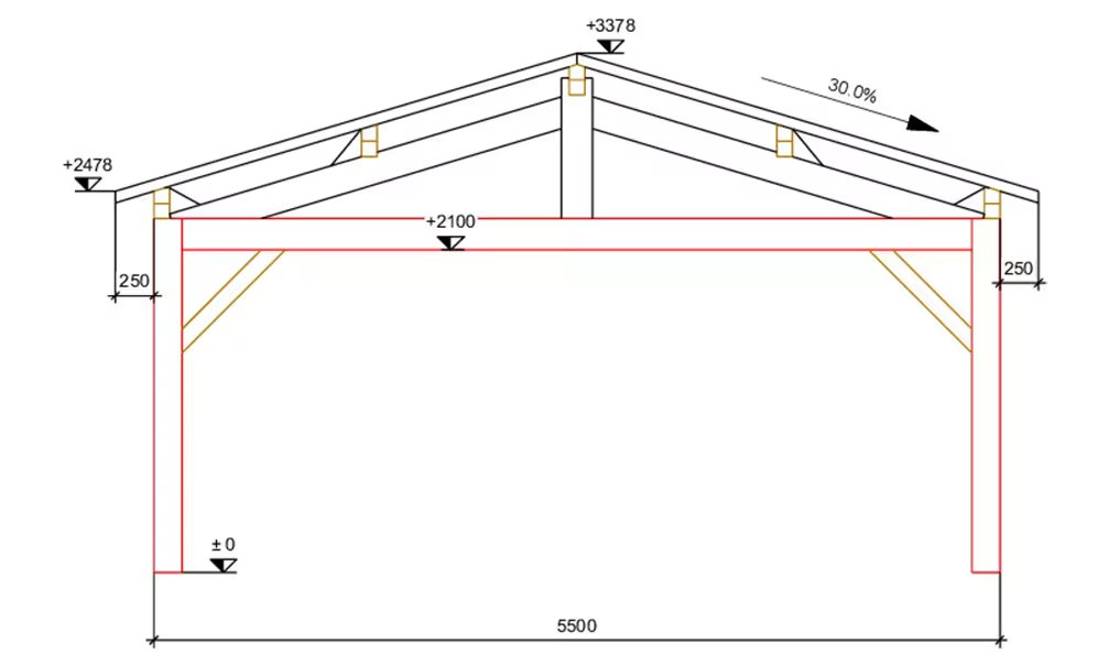 Doppelcarport Thionville 28 – 33 m² nicht überdacht – Bild 4