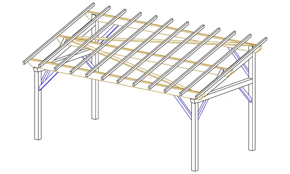 Holz-Carport 1 Fahrzeug Le Havre 18 – 22.75 m² nicht überdacht – Bild 2