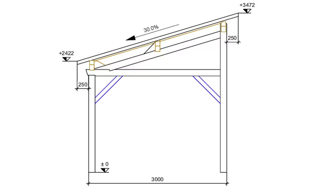 Holz-Carport 1 Fahrzeug Le Havre 18 – 22.75 m² nicht überdacht – Bild 4