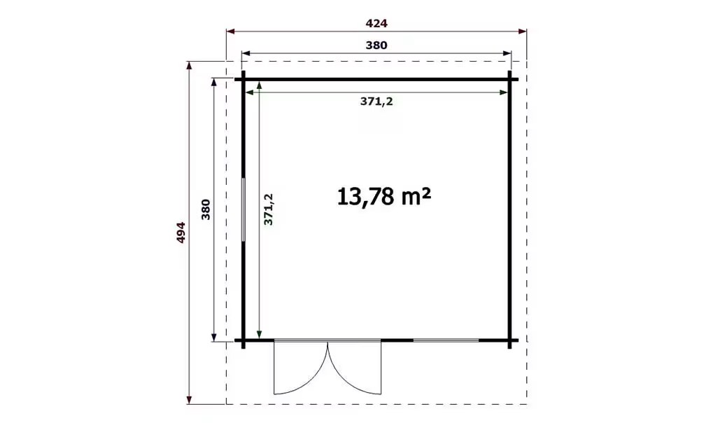 Gartenhaus Ramatuelle 44 mm ohne Bodenbelag – 13,78m² Innenraum – Bild 2