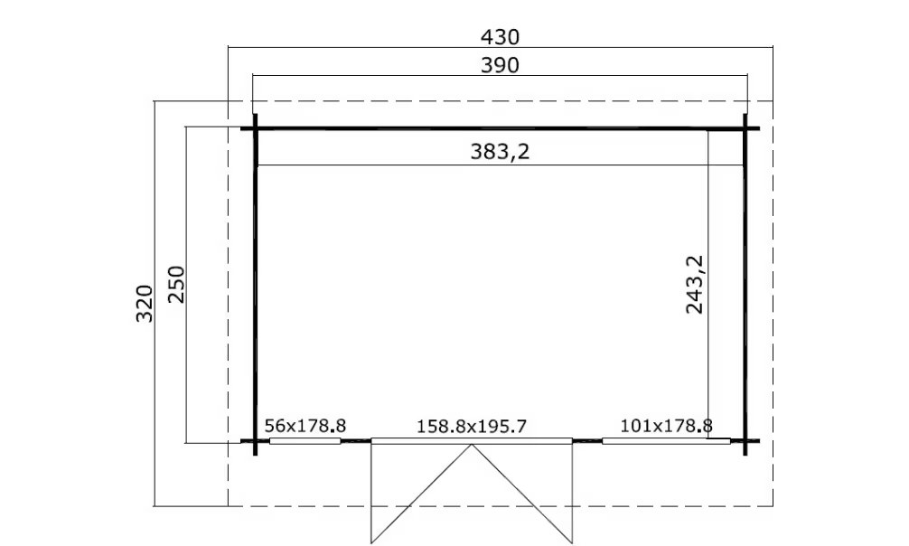 Gartenhaus Pultdach DORSET 34mm – 9,3m² Innenraum – Bild 4