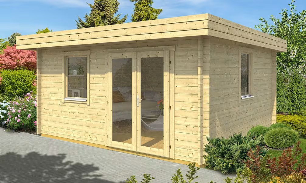Gartenhaus LACANAU A 44 mm – 15,3m² Innenraum 398×398 cm 44mm