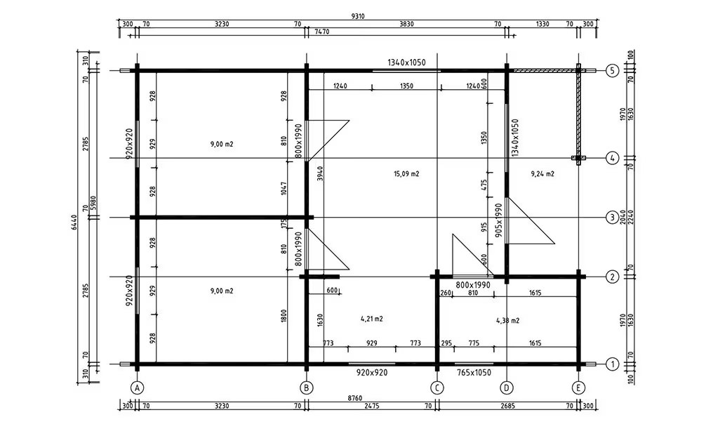 Gartenhaus Indus, Bohlen 70mm Brettschichtholz, Fläche 52,38m² – Bild 2