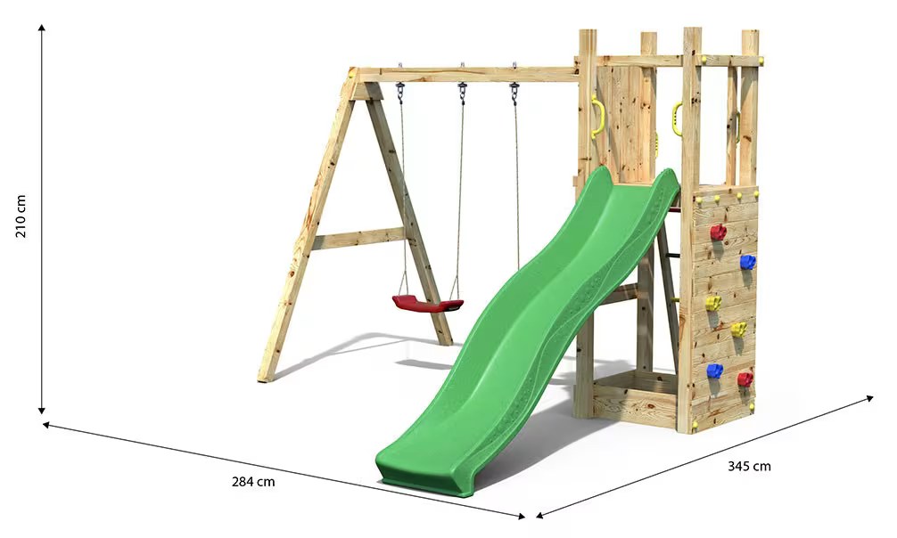 Spielturm für Kinder aus autoklaviertem Holz Funny 3 mit Schaukel 2 Sitze und Sandkasten Fungoo – Bild 4