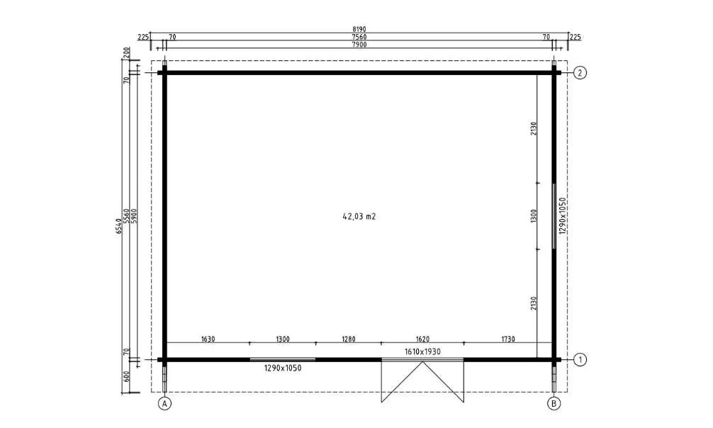 Gartenhaus Versailles Leimholzbohlen 70mm – 42m² Innenraum – Bild 2