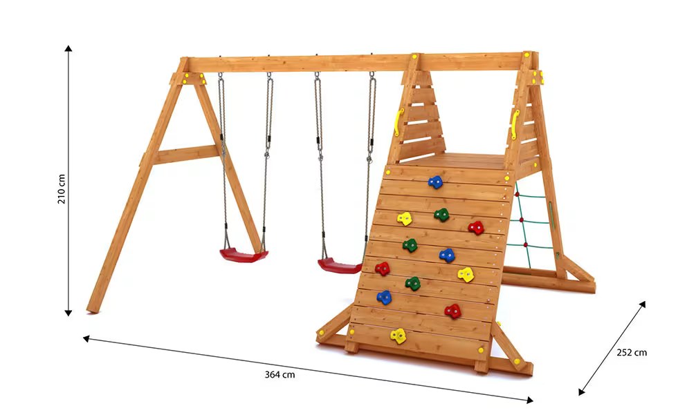 Spielturm für Kinder aus lasiertem Holz Spider King Doppelschaukel – Bild 2