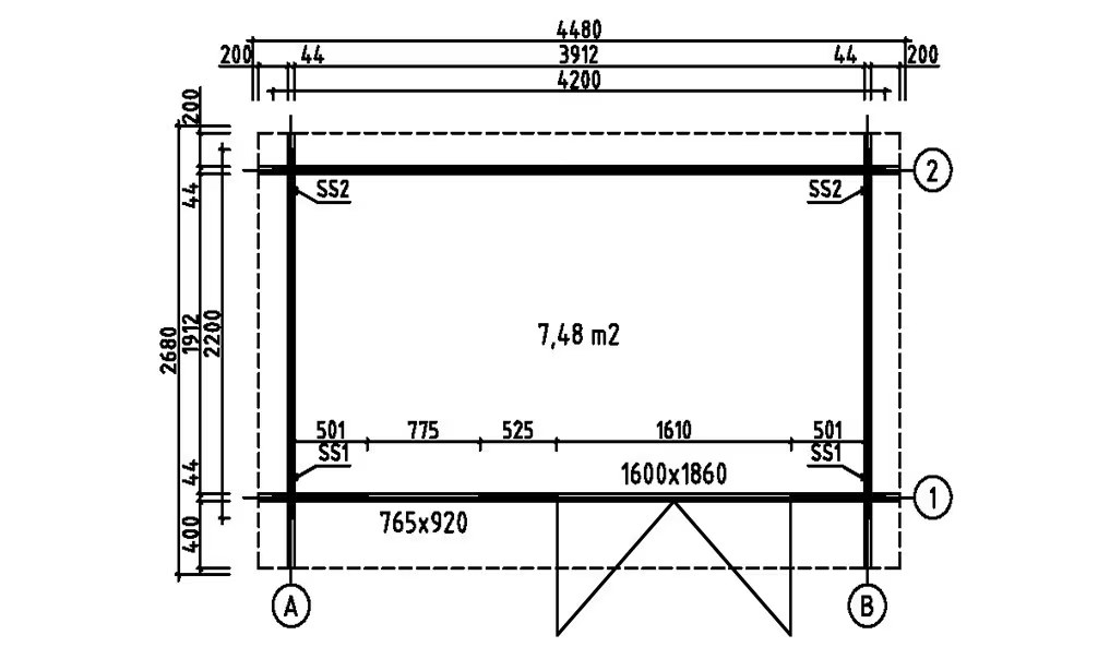 Gartenhaus NEW YORK 9F 44mm – 7,48m² 400×200 cm – Bild 2