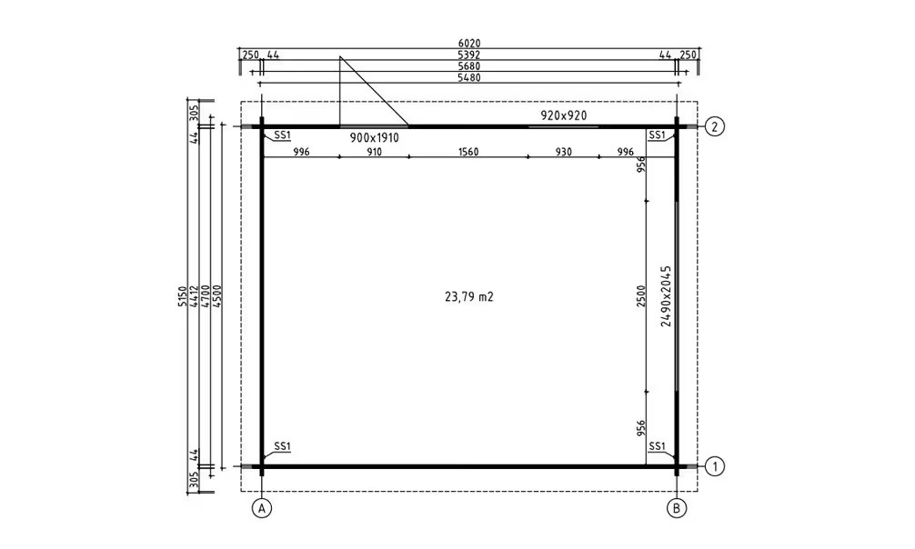 Garage 1 Fahrzeug GRENOBLE 44mm – 23,8m² Innenraum – Bild 2