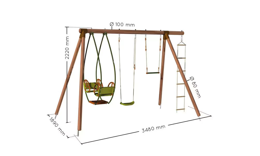 Klettergerüst für Kinder aus druckimprägniertem Holz Juliette – 4 Geräte – Bild 3