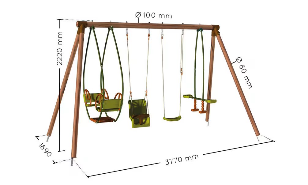 Klettergerüst für 6 Kinder aus autoklaviertem Holz Suzanne – 4 Geräte – Bild 3