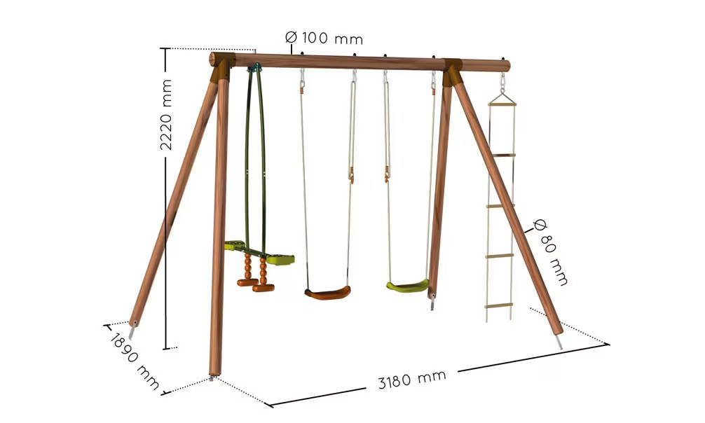 Klettergerüst für Kinder aus autoklaviertem Holz Gabin – 4 Geräte – Bild 3