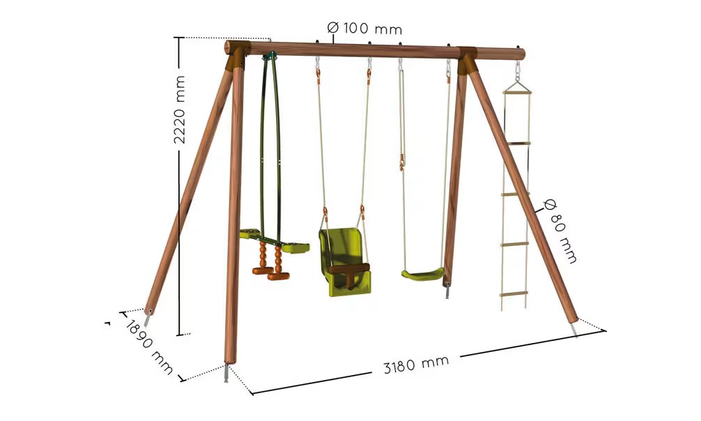 Klettergerüst für Kinder aus autoklaviertem Holz Suzon – 4 Geräte – Bild 3