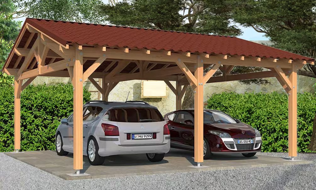 Carport Strélizia Satteldach 6,60×6,60m Douglasie – Bild 2