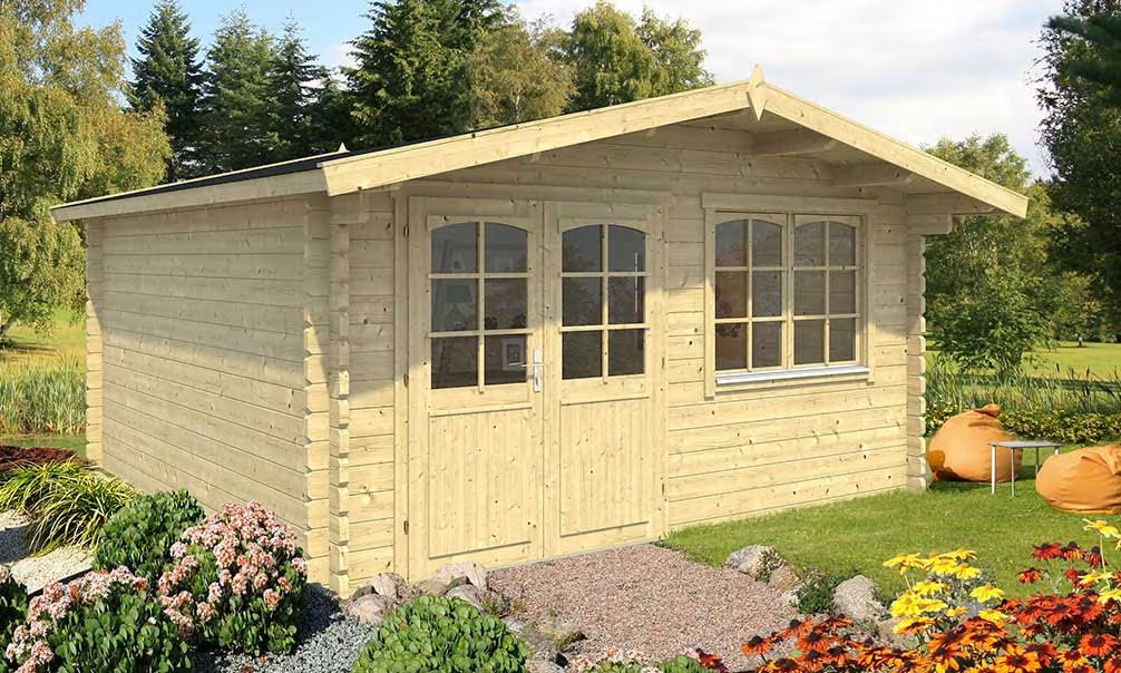 Gartenhaus ANDERNOS A 44 mm – 15,15m² Innenraum 398×398 cm 44mm