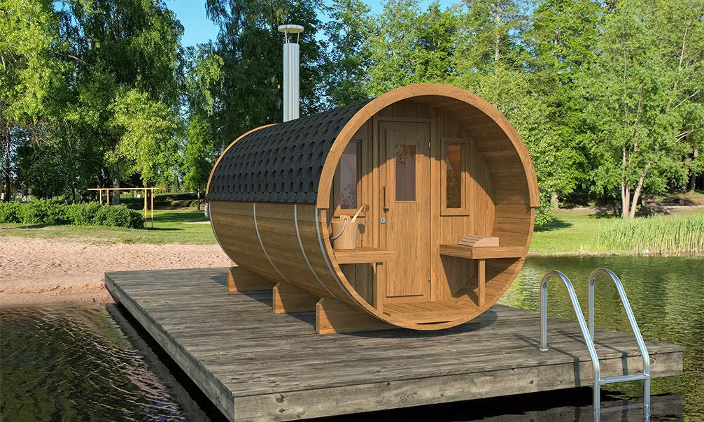 Fass-Sauna 400, Fass-Sauna 4 x 2,05m mit Umkleideraum