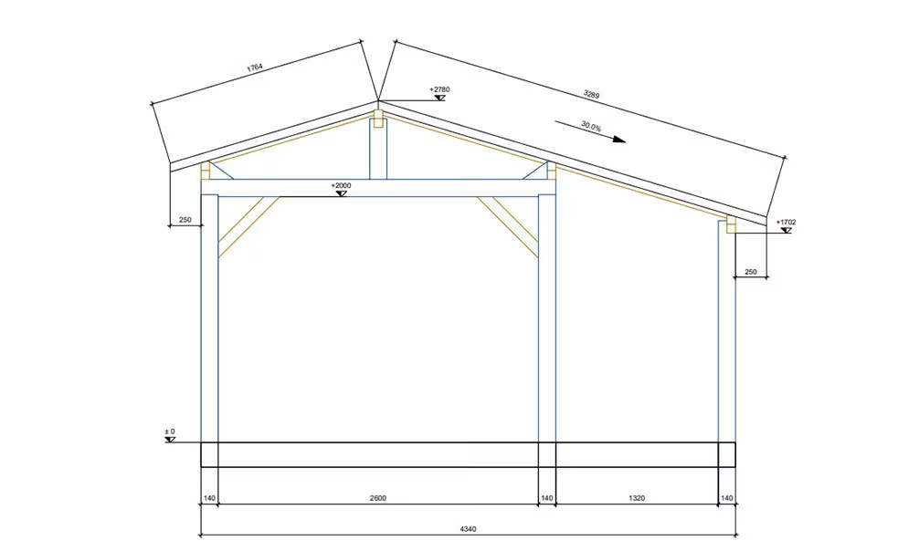 Carport 1 Fahrzeug Volcan 11 asymmetrisch – 14,52m² nicht überdacht – Bild 3