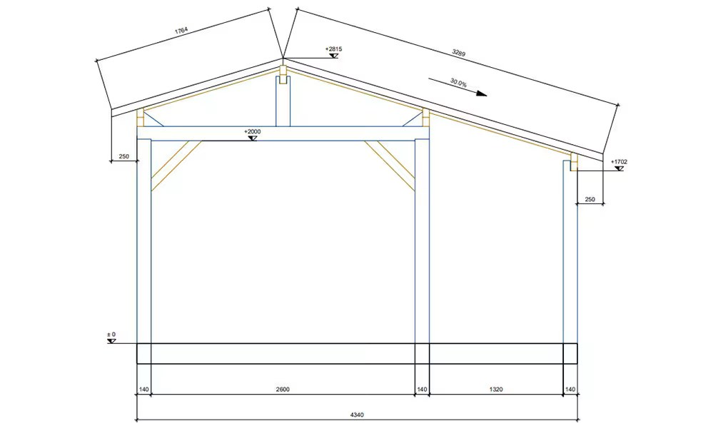 Carport 1 Fahrzeug Volcan 15 asymmetrisch – 19,36m² nicht überdacht – Bild 4