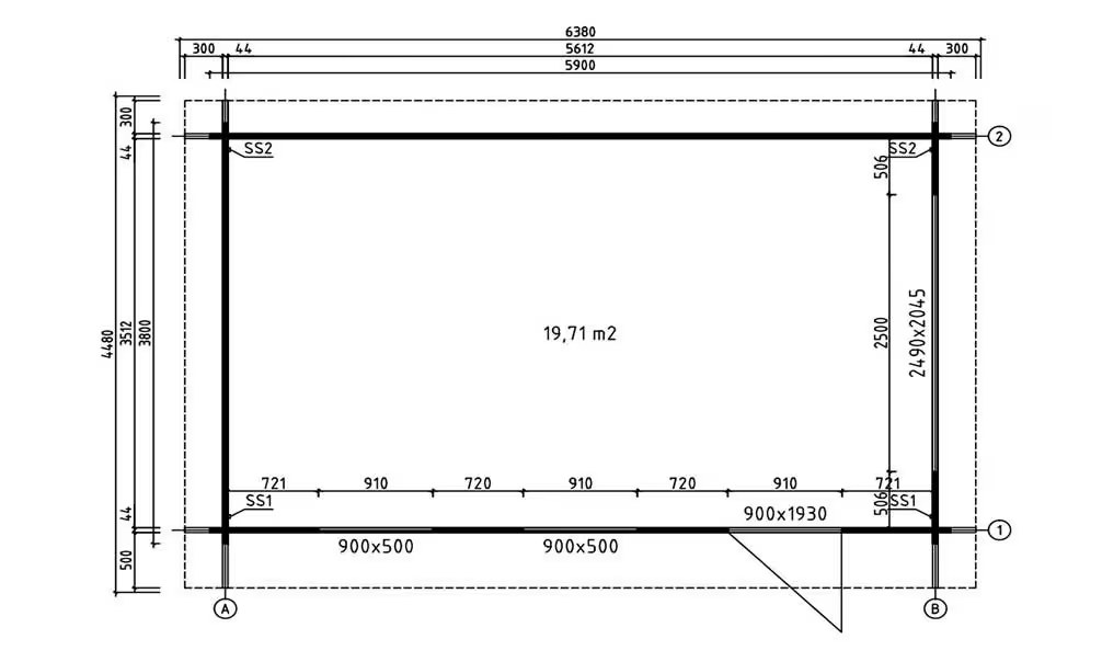 Garage BRISBANE 44mm autoklaviert – 19,71m² Innenraum – Bild 2