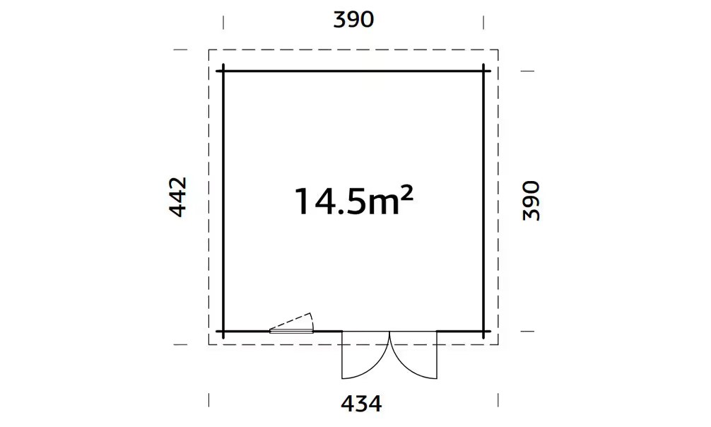 Gartenhaus Marseille 15 44mm – 14,53 m² Innenraum 390×390 cm – Bild 2