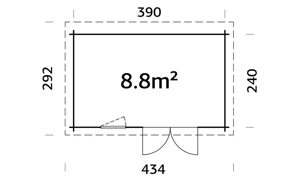 Gartenhaus Marseille 9 druckimprägniert 44mm – 8,8m² Innenraum 390x240cm – Bild 2