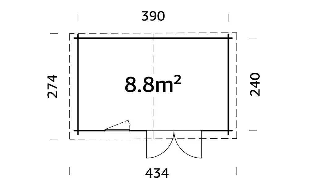 Gartenhaus AUBAGNE 9 44 mm – 8,81 m² Innenraum 390×240 cm 44mm – Bild 2