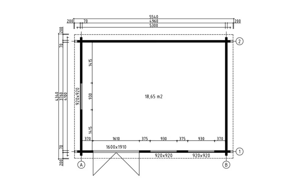 Gartenhaus Nice Leimbohlen 70mm – 18,7m² Innenraum – Ohne Bodenbelag – Bild 2
