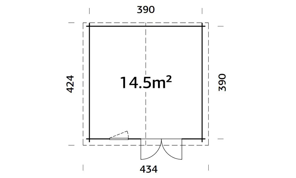 Gartenhaus AUBAGNE 15 44 mm – 14,53m² Innenraum 390×390 cm 44mm – Bild 2