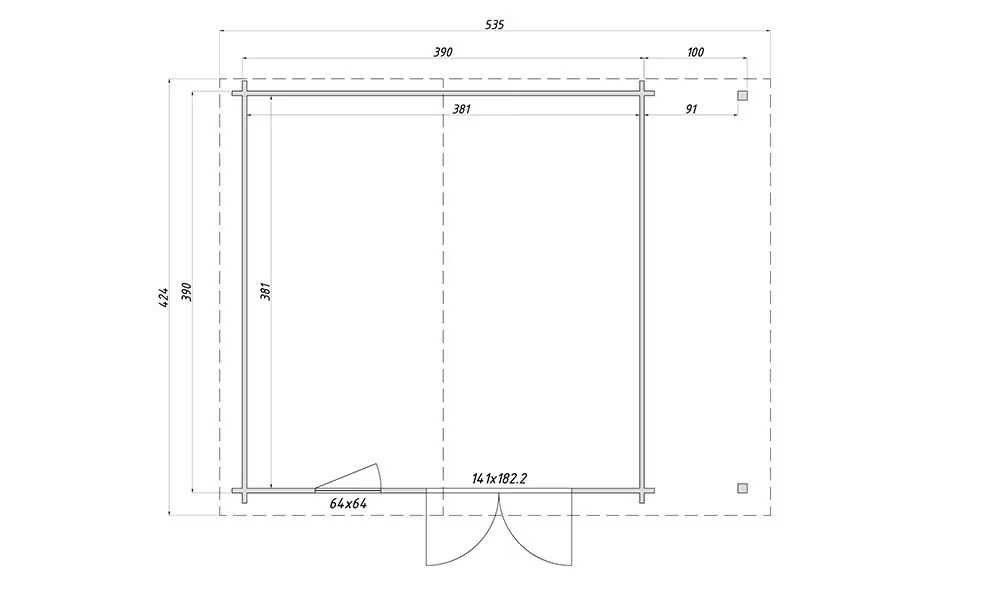 Behandeltes Gartenhaus Aubagne 15 Pultdach – Ep 44 mm – 14,53m² Innenraum – Bild 2