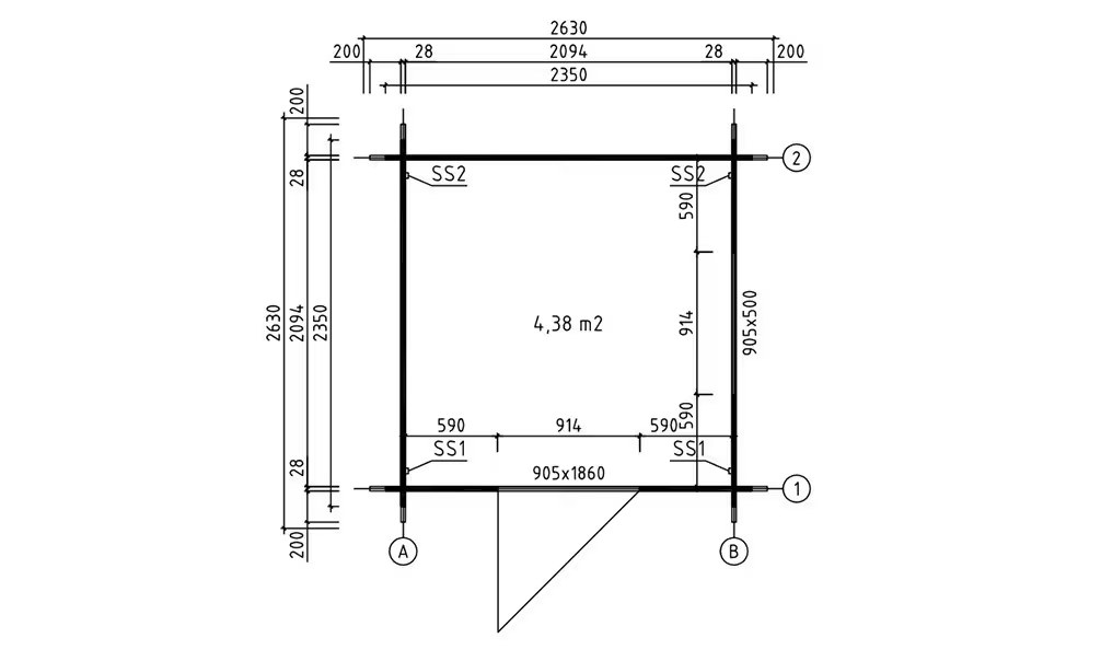 Gartenhaus LIMA 28mm – 4,38 m² Innenraum 215×215 cm – Bild 2