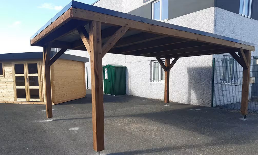 Carport 1 Fahrzeug THONES Flachdach einfach - 18,26 m² überdacht