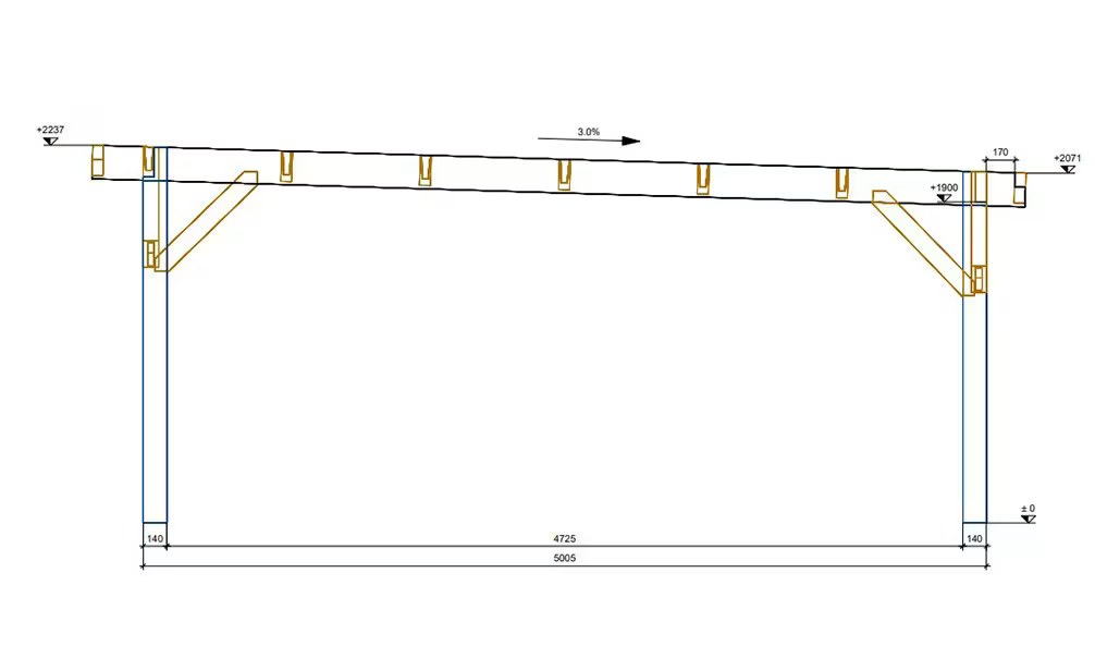 Carport 1 Fahrzeug THONES Flachdach einfach – 18,26 m² überdacht – Bild 2