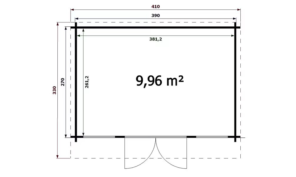 Gartenhaus VENISE 44mm – 10m² Innenraum 390×270 cm 44mm – Bild 2