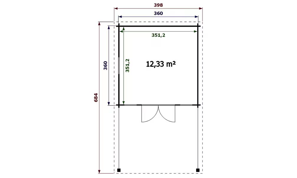 Gartenhaus ANGERS 44mm – 12,3m² Innenraum + 10,1m² 360×360 cm 44… – Bild 2