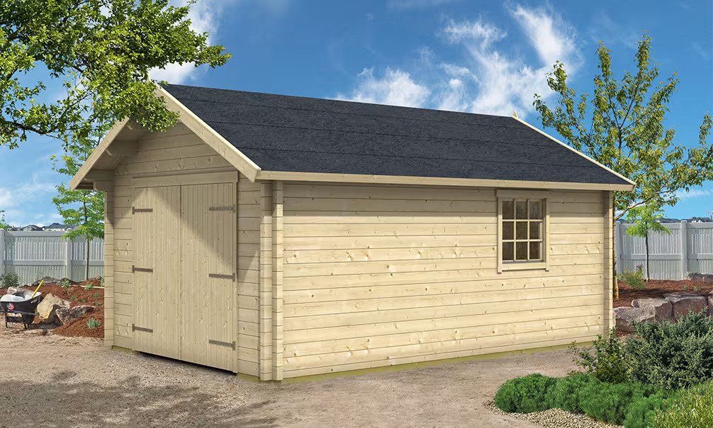 Holzgarage 1 Fahrzeug Satteldach SAVOIE 70mm - 18,2m² Innenraum