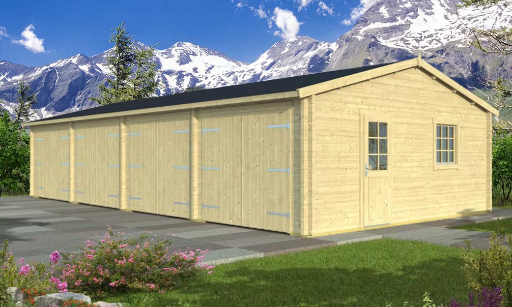 Garage MONTPELLIER Leimholzbohlen 70mm - 63,1m² Innenraum