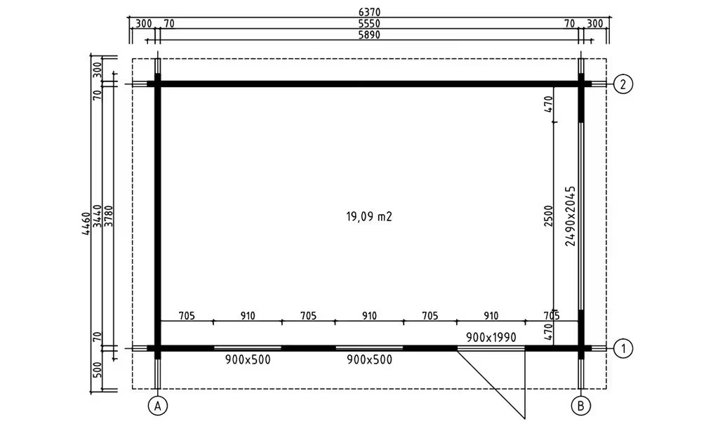 Garage BRISBANE 70mm Leimholzbohlen – 19,1m² Innenraum – Bild 2