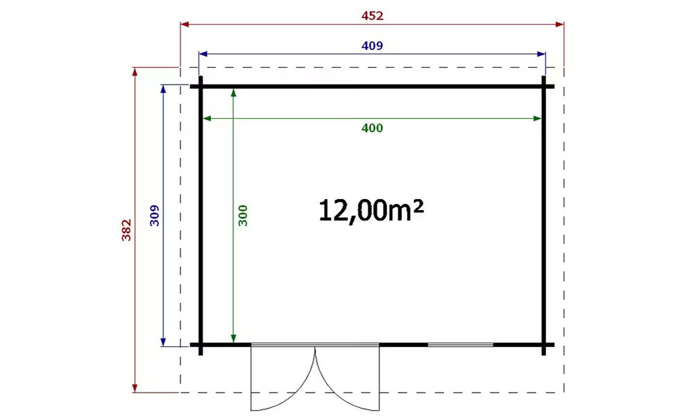Gartenhaus NÎMES 44mm ohne Fußboden – 12m² Innenraum – Bild 2