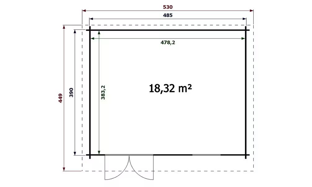 Gartenhaus Londres 34mm – 18,3m² Innenraum 485×390 cm – Bild 2