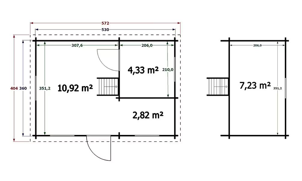 GARTENHAUS AUVERGNE 44MM – 18,15 + 7,23m² INNENRAUM 530×360 cm – Bild 3