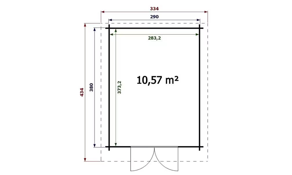 Gartenhaus VAUCLUSE 34mm – 10,6m² Innenraum 290×380 cm – Bild 2