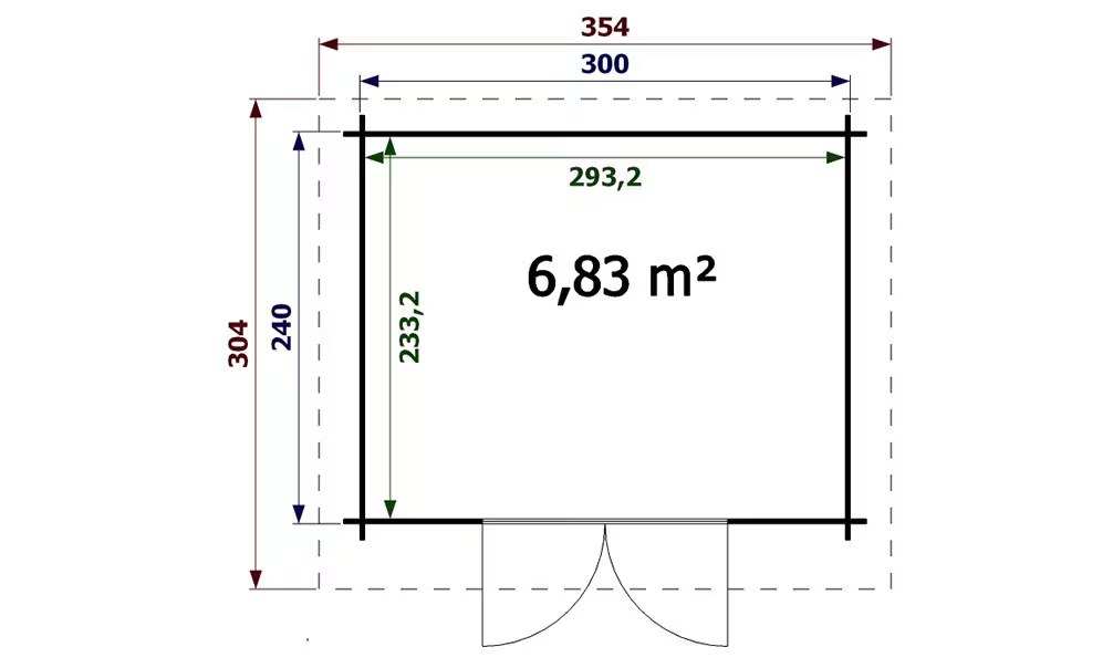 Gartenhaus NORMANDIE 1 34mm – 6,84m² Innenraum 300×240 cm – Bild 2