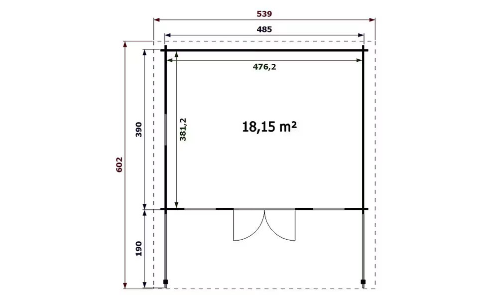 Gartenhaus Vichy 44mm – 18,1m² Innenraum + 9,2m² 485×390 cm – Bild 2