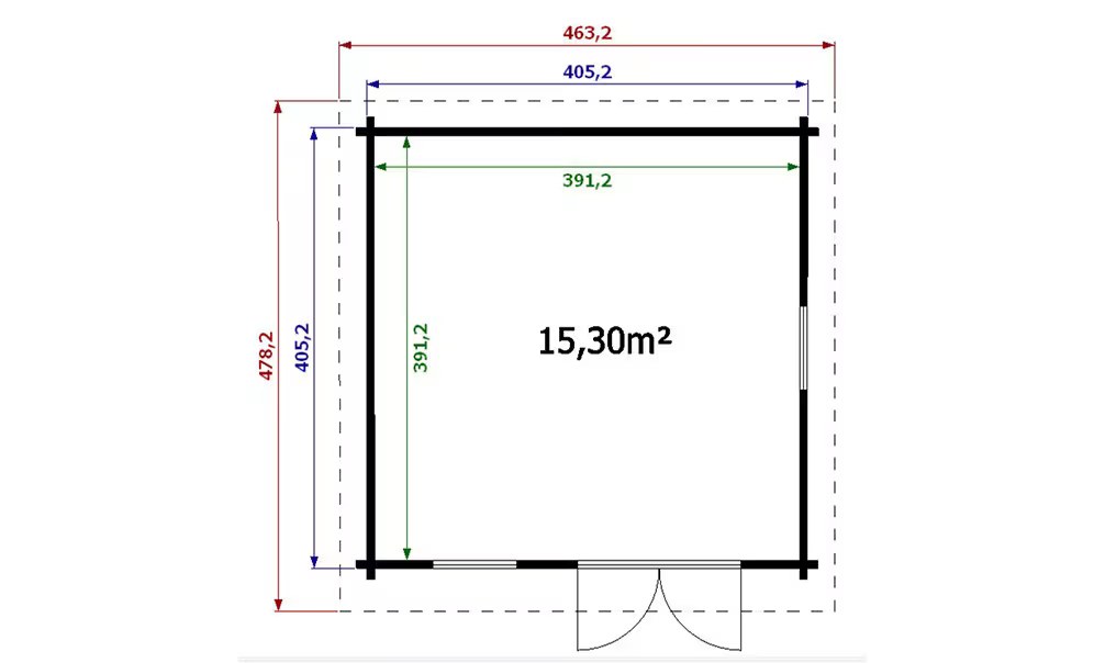 Gartenhaus LACANAU Leimbohlen 70mm – 15,3m² Innenraum – Bild 2