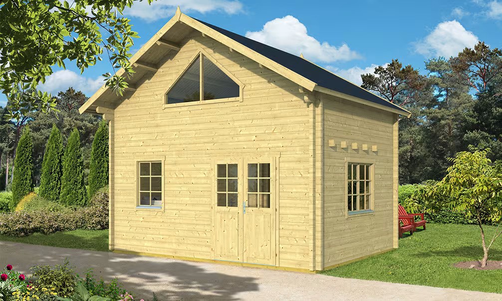 Gartenhaus Mezzanine Narbonne 20 – Bohlen 70mm Brettschichtholz – 20 + 20m² Innenraum – Bild 7