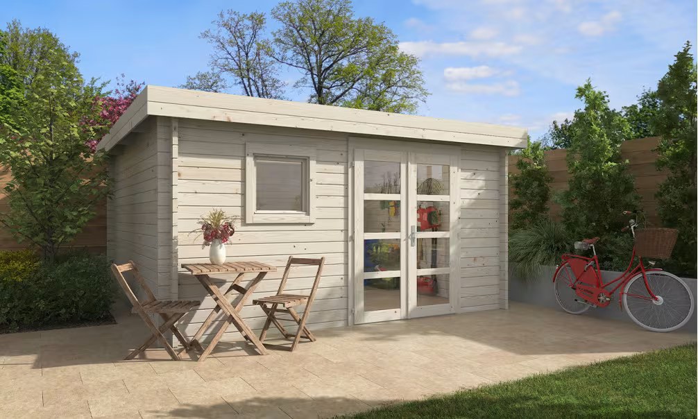 Gartenhaus Marseille 15 44mm – 14,53 m² Innenraum 390×390 cm