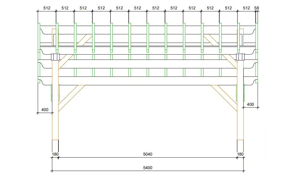 Carport Avranche asymmetrisch – 38,1m² überdacht – Bild 2