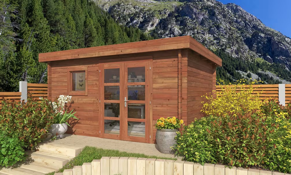 Gartenhaus Marseille 11 kesseldruckimprägniert 44mm – 11,10 m² Innenraum 390×300 cm