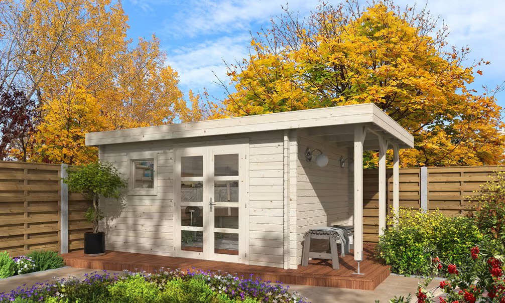 Gartenhaus Marseille 11 Pultdach 44mm – 11,10 m² Innenraum 490×300 cm
